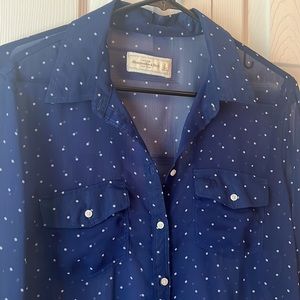 Sheer polka dot button up
